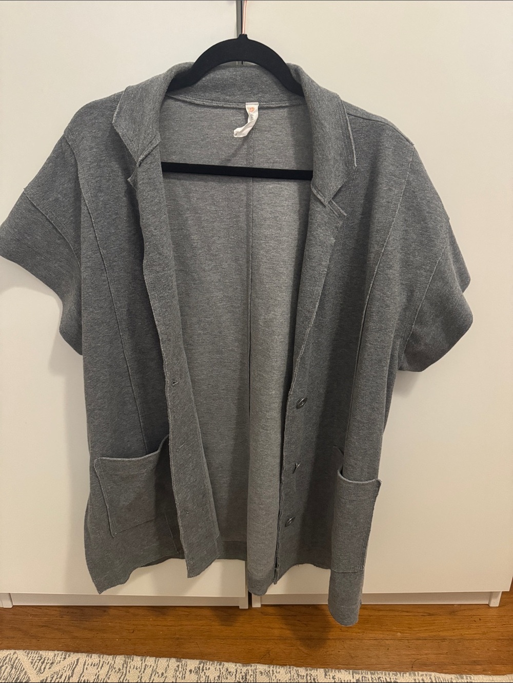 Anthropologie Gray Short-Sleeve Knit Cardigan